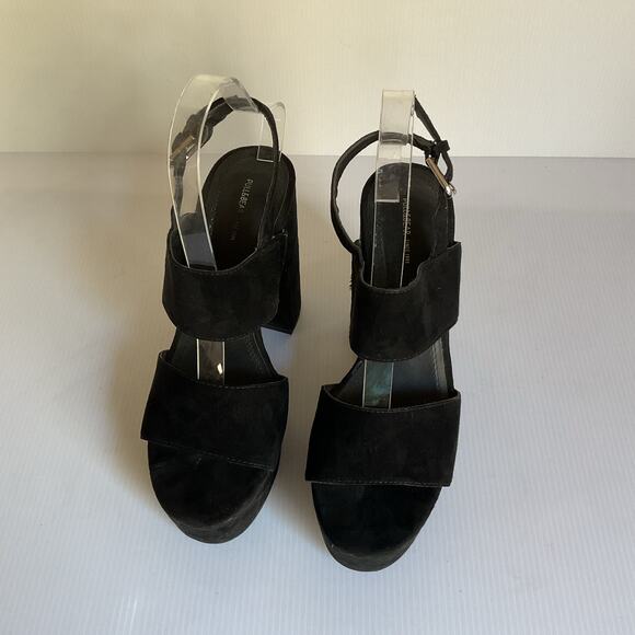 Platform Block Heel Sandals Black Suede  EU 37 US 6 Y2K Heel Party Shoe - Picture 6 of 10